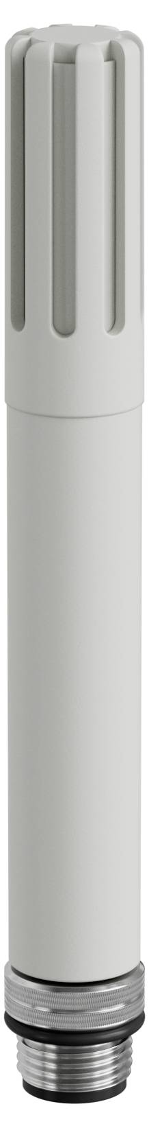 Cylindryczny, biały moduł czujnika z metalową podstawą, prawdopodobnie stosowany do pomiarów środowiskowych, posiadający rowkowaną górną sekcję.