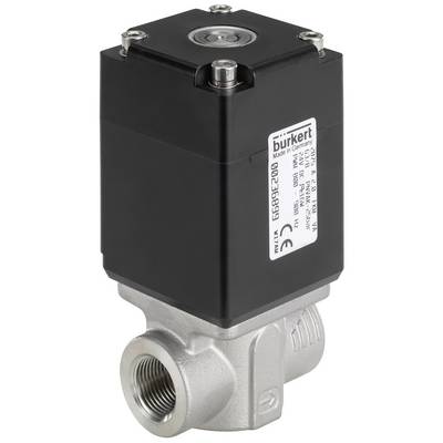 Elektromagnetyczny zawór elektromagnetyczny w obudowie ze stali nierdzewnej z czarną pokrywą. Jest stosowany w zastosowaniach przemysłowych do sterowania przepływem cieczy.