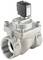 Przemysłowy elektromagnetyczny zawór metalowy z prostokątną jednostką sterującą u góry, stosowany do kontroli przepływu cieczy lub gazu.