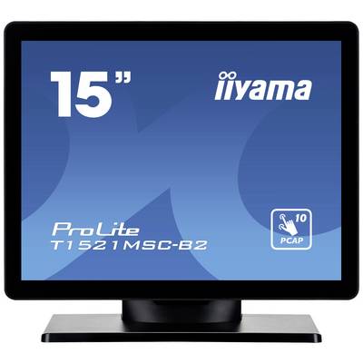 15-calowy monitor iiyama, model ProLite T1521MSC-B2, z technologią dotykową PCAP, odpowiedni do zastosowań interaktywnych.