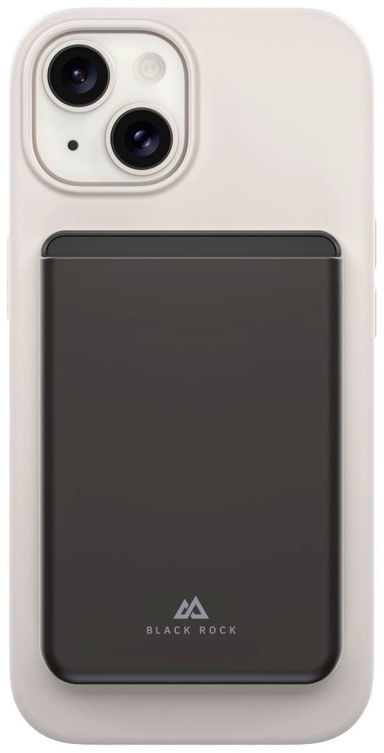 Widok z tyłu smartfona z podłączoną magnetyczną ładowarką marki Black Rock. Urządzenie posiada dwie soczewki aparatu.