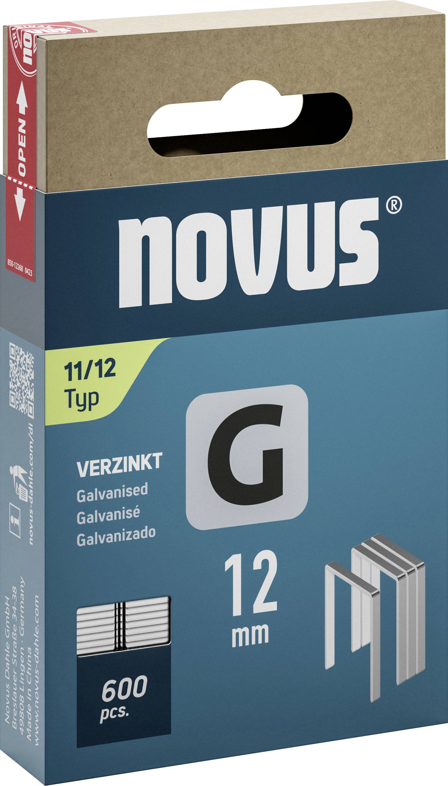 Скоби Novus Tools 042-0798 для плоских дротів, тип 11, 600 шт. Розміри (Д x Ш) 12 мм x 10,6 мм