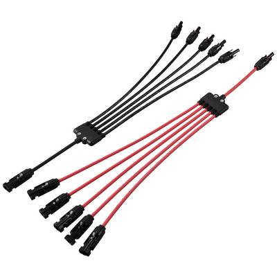 'Adapter Y rozgałęźnik MC4 do paneli słonecznych, Czarny i Czerwony, do równoległej integracji modułów fotowoltaicznych. Czarny dla przewodów ujemnych, Czerwony dla przewodów dodatnich.'