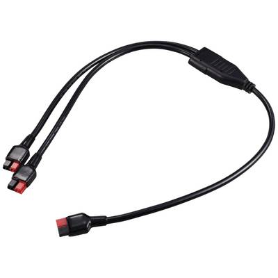 Y-kabel z dwoma odgałęzieniami i wtyczkami na końcach do podłączenia urządzeń elektronicznych.