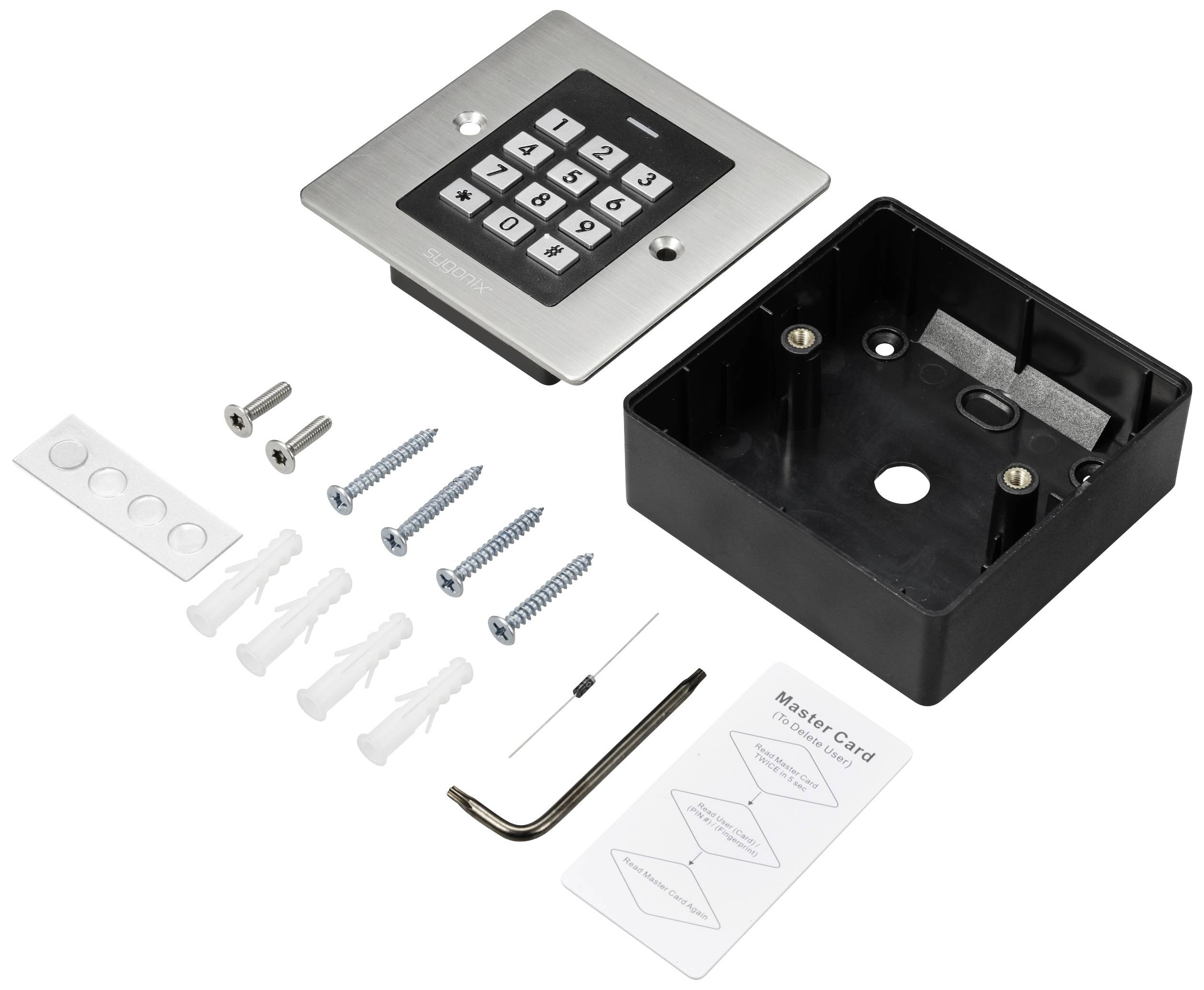 Кодова клавіатура з RFID Sygonix SY-6097866 для прихованого монтажу 12 В/DC, 18 В/DC IP66