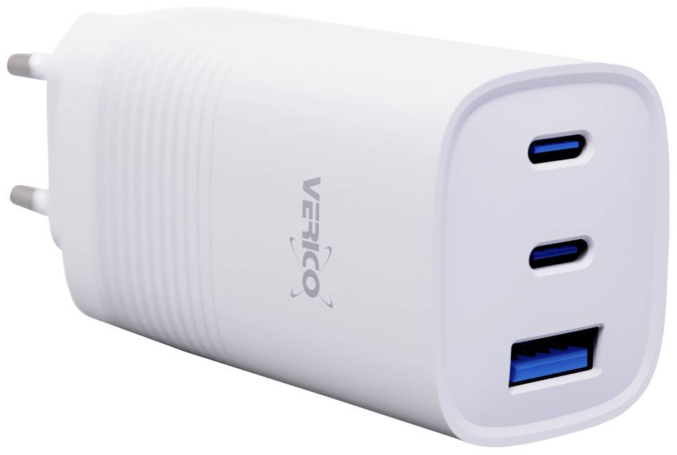 Зарядний пристрій Verico Mojo 65W GaN 3 USB 65W 1x USB-A, 2x USB-C® Power Delivery Білий дім