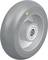 Szare koło z rdzeniem metalowym i łożyskiem kulkowym, oznaczone żółtym paskiem z boku, stosowane w wózkach lub meblach do cichego i stabilnego przemieszczania.