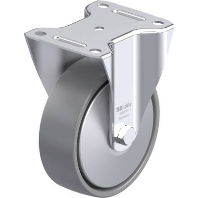 Metalowe koło z uchwytem, gładko wypolerowane. Na uchwycie widnieje napis „Blickle, made in Germany".