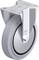 Rolka z srebrnym mocowaniem i szarym kołem, produkowana przez firmę Blickle w Niemczech. Przeznaczona do zastosowań przemysłowych.