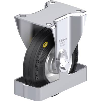 Metalowa rolka z czarną oponą w stabilnej obudowie; po stronie widoczny napis 'Blickle made in Germany'.