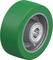 Zielone koło z rdzeniem wykonanym z metalu w kolorze srebrnym oraz łożyskiem kulkowym, przeznaczone do zastosowań przemysłowych.