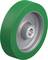 Zielona rolka przemysłowa z rdzeniem metalowym i łożyskiem kulkowym, odpowiednia do zastosowań ciężkich.