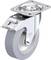 Rolka obrotowa z szarym kołem i metalową obudową, odpowiednia do mebli lub kontenerów jezdnych.