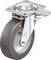'Rolka obrotowa z szarym kołem, obudową metalową i płytką mocującą. Odpowiednia do mebli lub zastosowań przemysłowych.'
