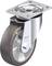 Obrotowe kółko skrętne z metalową obudową i gumowym obrzeżem, odpowiednie do nóżek mebli.