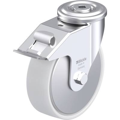 Metalowa rolka obrotowa z szarym kołem, z napisem producenta 'Blickle made in Germany'.