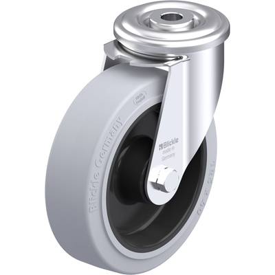 Szara rolka kierunkowa z gumy z metalową konstrukcją, z napisem "Blickle made in Germany".
