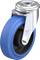 Kółko do wózka inwalidzkiego z niebieskim gumowym bieżnikiem i metalowym mocowaniem, z napisem 'Blickle, made in Germany'.