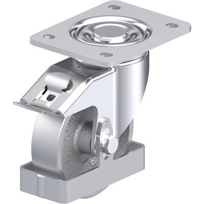 Metalowe kółko przemysłowe z płytką mocującą i mechanizmem obrotowym, odpowiednie do ciężkich ładunków i elastycznych przemieszczeń.