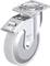 Obrotowe koło metalowe z płytką mocującą i hamulcem, wyprodukowane w Niemczech. Odpowiednie do mebli lub urządzeń transportowych.
