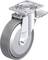 Obrotowe kółko podporowe z metalu z szarym kołem gumowym, nadające się do zastosowań przemysłowych i transportowych.