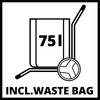 Zdjęcie poglądowe samochodu śmieciarki o numerze '751' z napisem 'INCL. WASTE BAG', ilustrujące włączenie worków na śmieci w dostawie.