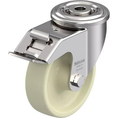 Metalowe koło z półdługą widełką, osadzone na łożysku kulkowym. Odpowiednie do transportu ładunków i zastosowań przemysłowych, produkowane w Niemczech.