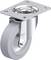 Srebrna obrotowa rolka z szarym kołem i mocowaniem, produkcji Blickle Germany. Odpowiednia do różnych zastosowań.