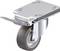 Obrotowe koło z metalowym mocowaniem, możliwe do zablokowania. Stosowane w meblach lub urządzeniach, aby ułatwić przemieszczanie i zapewnić stabilność.