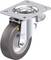 Obrotowe kółko kierujące z płaską metalową płytką, odpowiednie do mocowania przy meblach lub urządzeniach. Gumowe koło z metalowym rdzeniem.