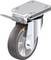 Rolka przemysłowa z obrotową obudową i gumowym kołem, srebrny uchwyt, odpowiednia do ciężkich ładunków. Napis 'Blickle made in Germany'.