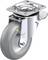 Rolka obrotowa ze stali nierdzewnej z szarym kołem i mocowaniem do montażu. Odpowiednia do zastosowań przemysłowych.