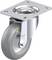 Przemysłowe kółko skrętne wykonane z metalu i gumy, z płytką mocującą u góry. Odpowiednie do stosowania przy maszynach lub meblach.