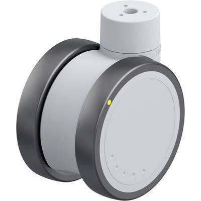Cylindryczny, szary przyrząd elektroniczny z czarną opaską i żółtą kropką, prawdopodobnie czujnik.