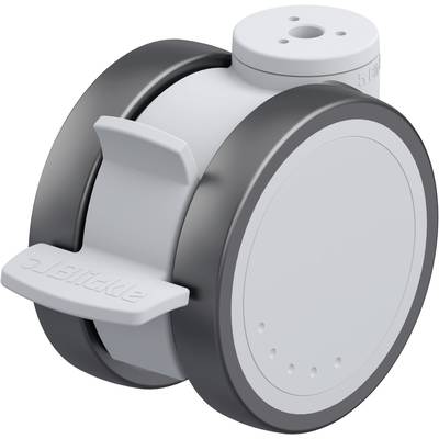Szary, cylindryczny element z kołami po obu stronach; prawdopodobnie część robota lub urządzenia technicznego.