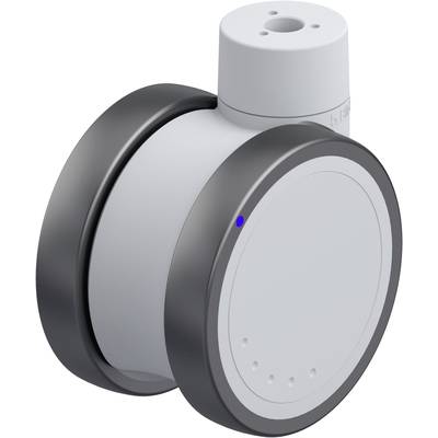 Kompaktowy, cylindryczny robot z dwoma kołami bocznymi i niebieskim wyświetlaczem LED, przeznaczony do zastosowań mobilnych.