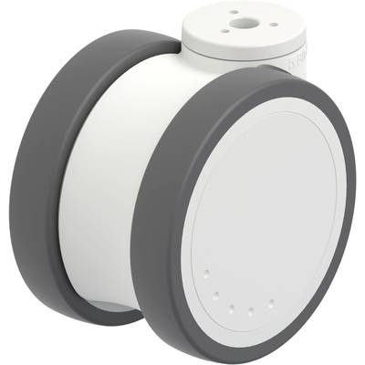 Biały, cylindryczny obiekt z szarymi pierścieniami po obu stronach. Wygląda jak element techniczny lub czujnik.