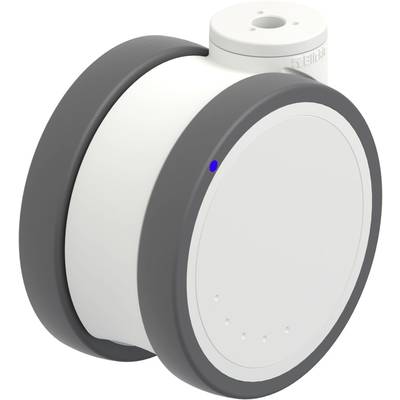 Nowoczesne, okrągłe urządzenie IoT w kolorach szarym i białym, prawdopodobnie czujnik lub inteligentny komponent technologiczny.
