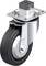Rolka obrotowa z szarym kołem i srebrną obudową, odpowiednia do ciężkich ładunków. Wyposażona w mocowanie z czterema otworami.