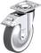 Obrotowa rolka skrętna z szarym kołem i srebrną obudową, odpowiednia do mebli lub zastosowań przemysłowych.