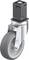 Szara, obrotowa rolka meblowa z metalowym mocowaniem i połączeniem blokowym. Na mocowaniu widnieje napis 'Blickle'. Odpowiednia do mebli lub urządzeń.