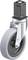 Szara rolka kierunkowa z widelcem i obudową z tworzywa sztucznego, z metalowym rdzeniem i gwintem śrubowym. Odpowiednia do kółek meblowych.