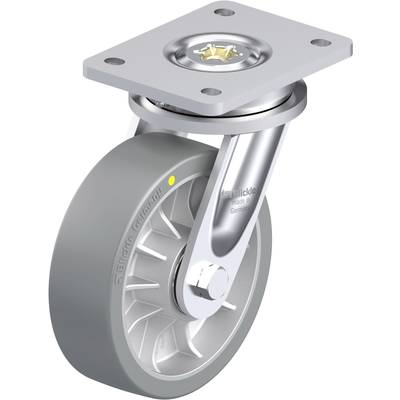 Szara rolka kierunkowa z metalową płytką mocującą. Wyposażona w mechanizm obrotowy zapewniający elastyczność ruchu.
