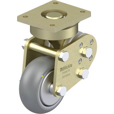 Obrotowe kółko metalowe z hamulcem. Na boku napisano 'Blickle made in Germany'. Odpowiednie do mebli lub urządzeń.
