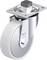 Rolka obrotowa z szarym kołem i srebrną obudową; odpowiednia do mebli lub zastosowań przemysłowych.