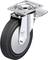 Obrotowe kołoupportowe wykonane z metalu i czarnej gumy, wyposażone w płytę montażową i hamulec, przeznaczone do zastosowań przemysłowych.