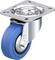 Rolka transportowa 'Blickle' z niebieskim kołem i srebrną obudową metalową, odpowiednia do zastosowań przemysłowych.