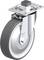 Rolka obrotowa z szarym kołem gumowym i obudową z srebrnego metalu, przeznaczona do zastosowań przemysłowych. Marka 'Blickle'.