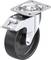 Metalowa rolka obrotowa z czarnym kółkiem, odpowiednia do mebli lub zastosowań przemysłowych, prezentująca solidną konstrukcję i płytkę mocującą.