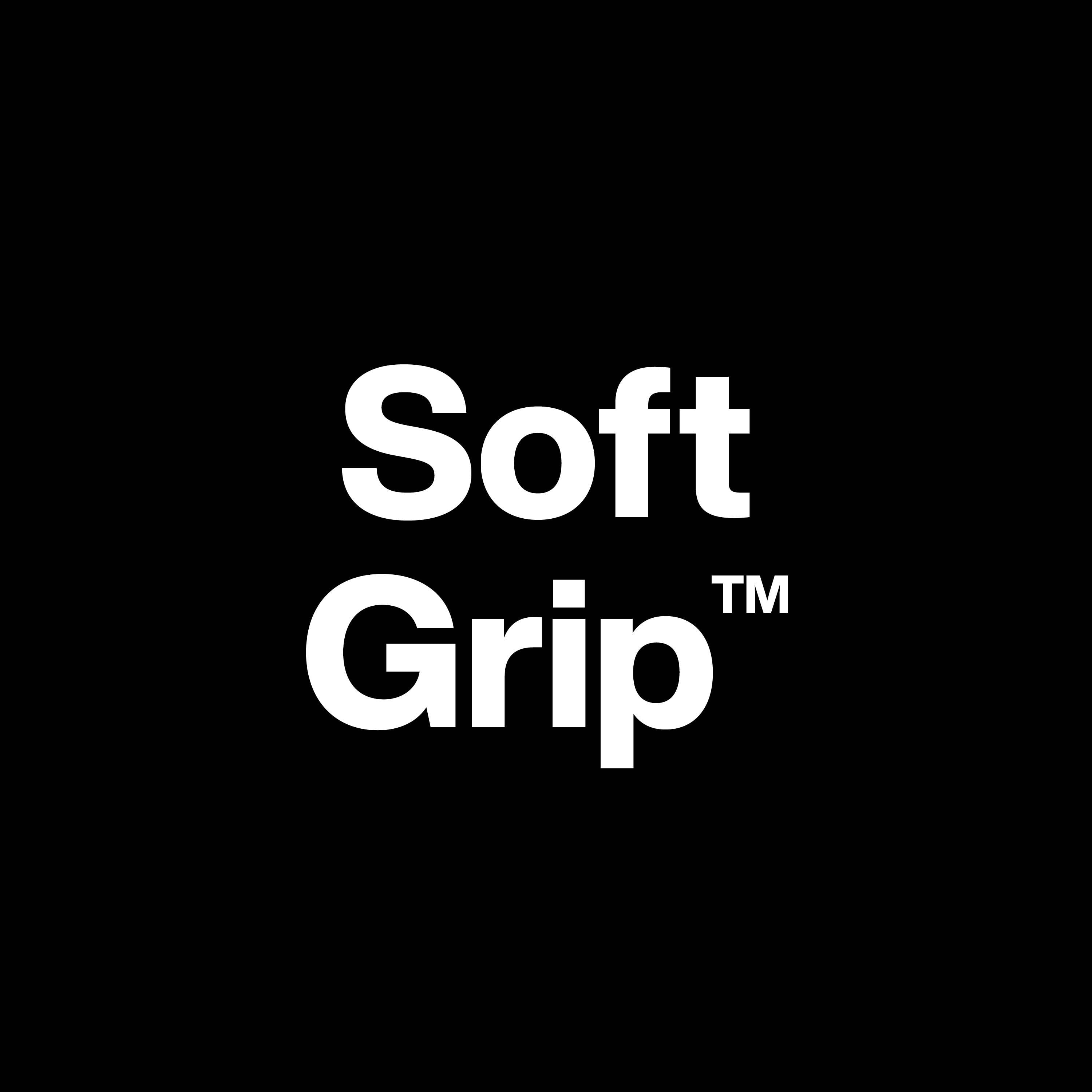 Logo 'Soft Grip™' na czarnym tle.